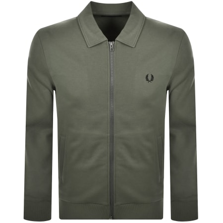 Product image for Fred Perry Zip Through Collared Sweatshirt Green