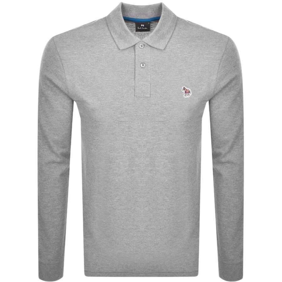 Image number 1 for Paul Smith Long Sleeved Polo T Shirt Grey