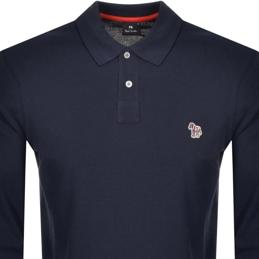 Image number 2 for Paul Smith Long Sleeved Polo T Shirt Navy