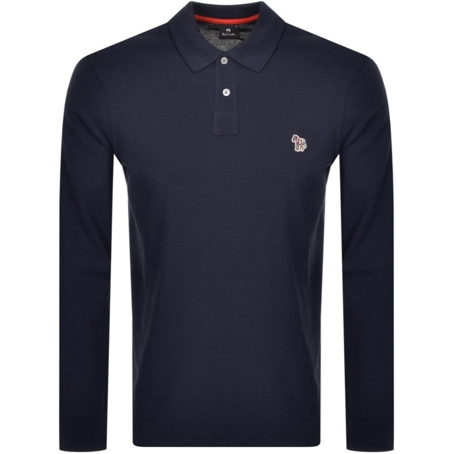 Image number 1 for Paul Smith Long Sleeved Polo T Shirt Navy