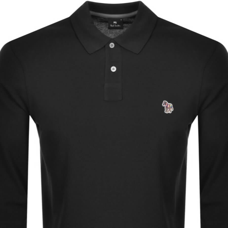 Image number 2 for Paul Smith Long Sleeved Polo T Shirt Black