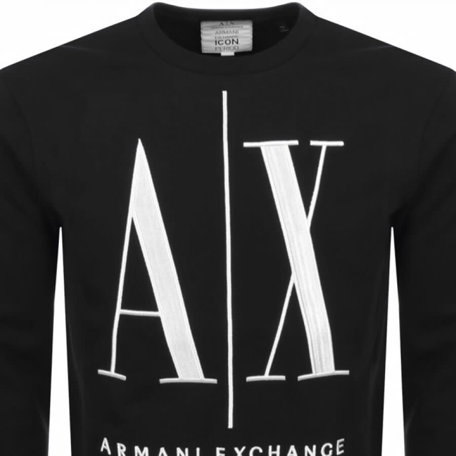 Image number 2 for Armani Exchange Crew Neck Logo Sweatshirt Black