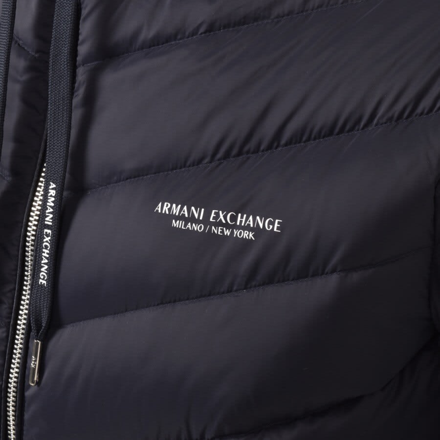Image number 3 for Armani Exchange Hooded Down Jacket Navy