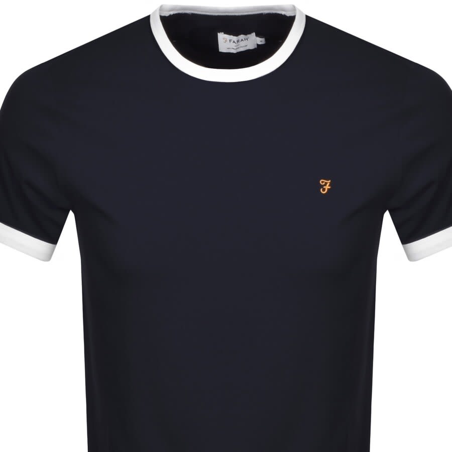 Image number 2 for Farah Vintage Groves Ringer T Shirt Navy