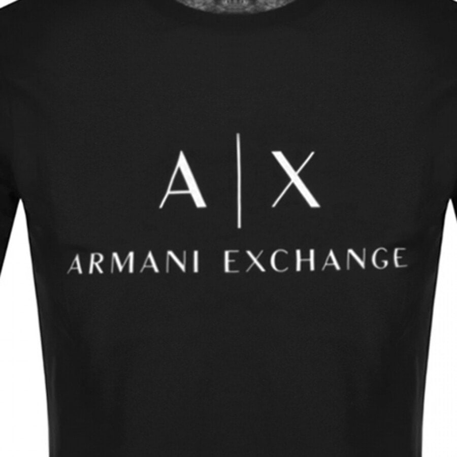 Image number 3 for Armani Exchange Crew Neck Logo T Shirt Black