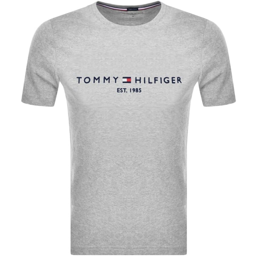 Image number 1 for Tommy Hilfiger Logo T Shirt Grey
