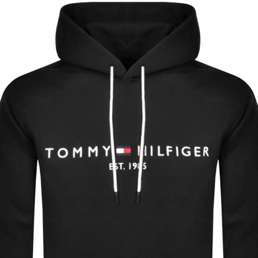 Tommy Hilfiger Logo Pullover Hoodie Black | Mainline Menswear