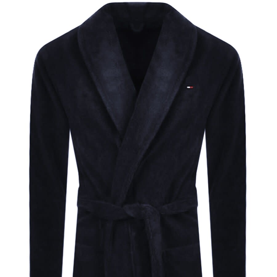 Image number 2 for Tommy Hilfiger Loungewear Icon Bath Robe Navy