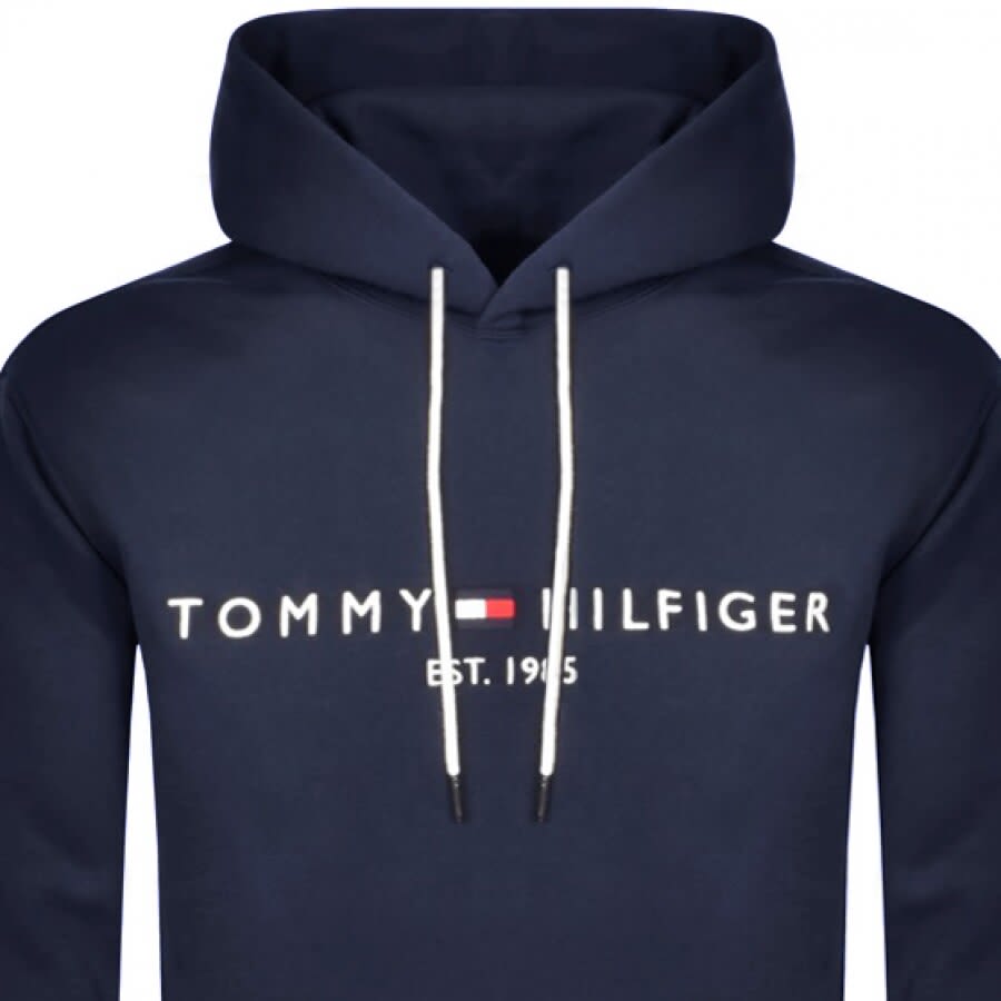Image number 2 for Tommy Hilfiger Logo Pullover Hoodie Navy