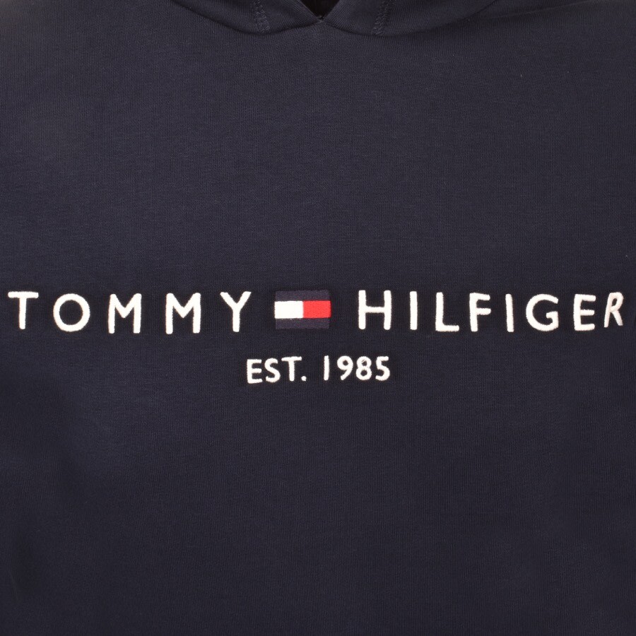 Image number 3 for Tommy Hilfiger Logo Pullover Hoodie Navy