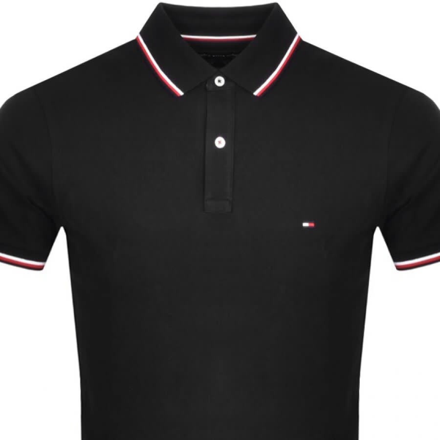 Image number 2 for Tommy Hilfiger Tipped Slim Fit Polo T Shirt Black