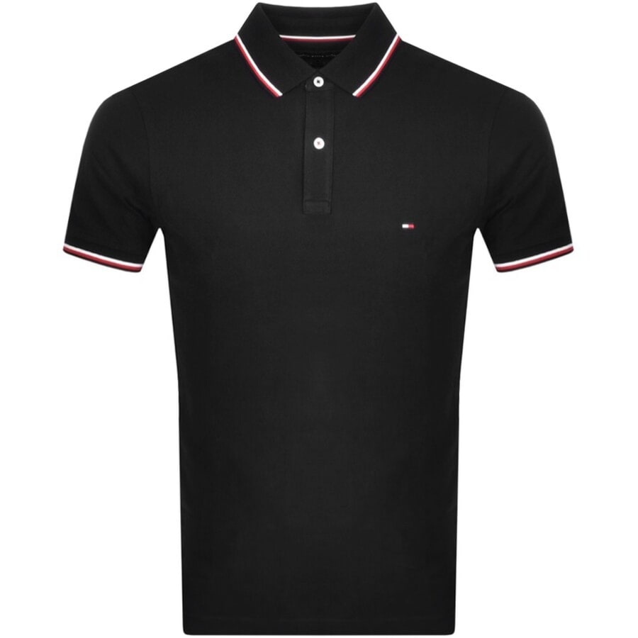 Image number 1 for Tommy Hilfiger Tipped Slim Fit Polo T Shirt Black