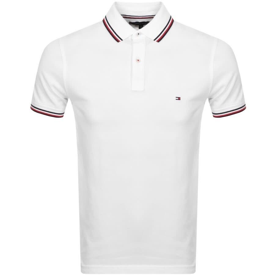 Image number 1 for Tommy Hilfiger Tipped Slim Fit Polo T Shirt White