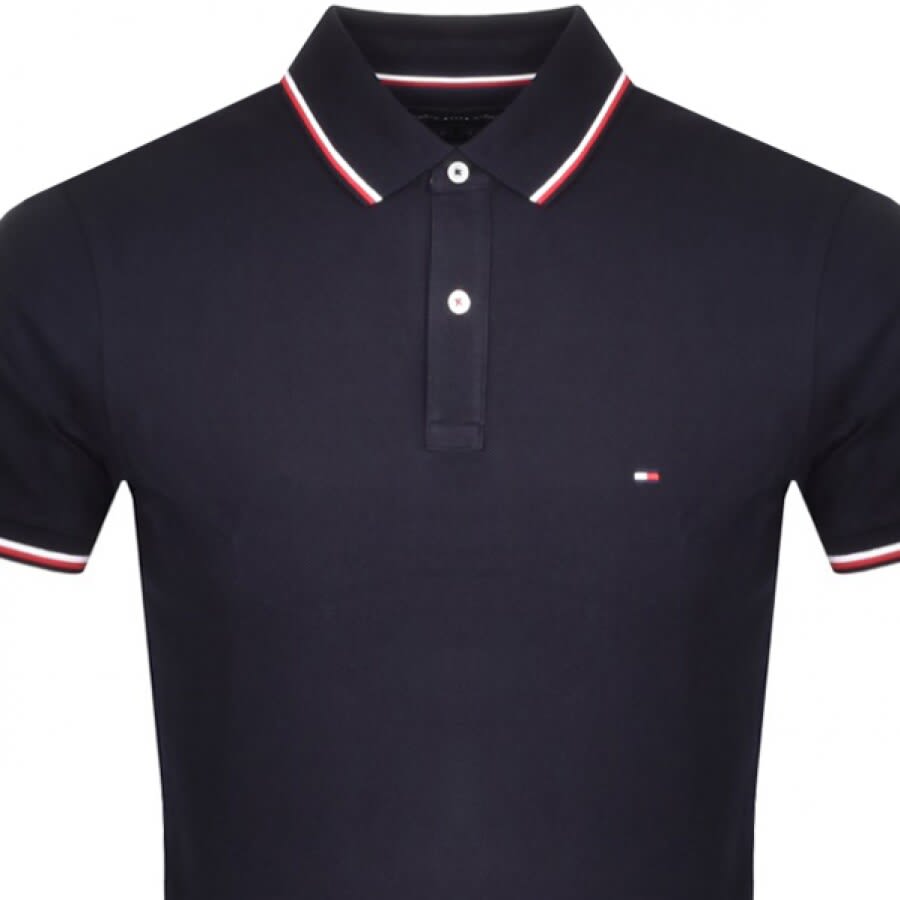 Image number 2 for Tommy Hilfiger Tipped Slim Fit Polo T Shirt Navy