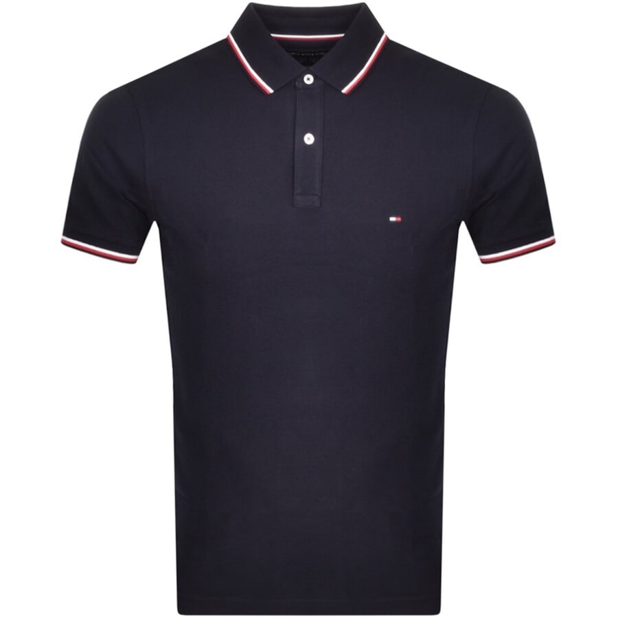 Image number 1 for Tommy Hilfiger Tipped Slim Fit Polo T Shirt Navy