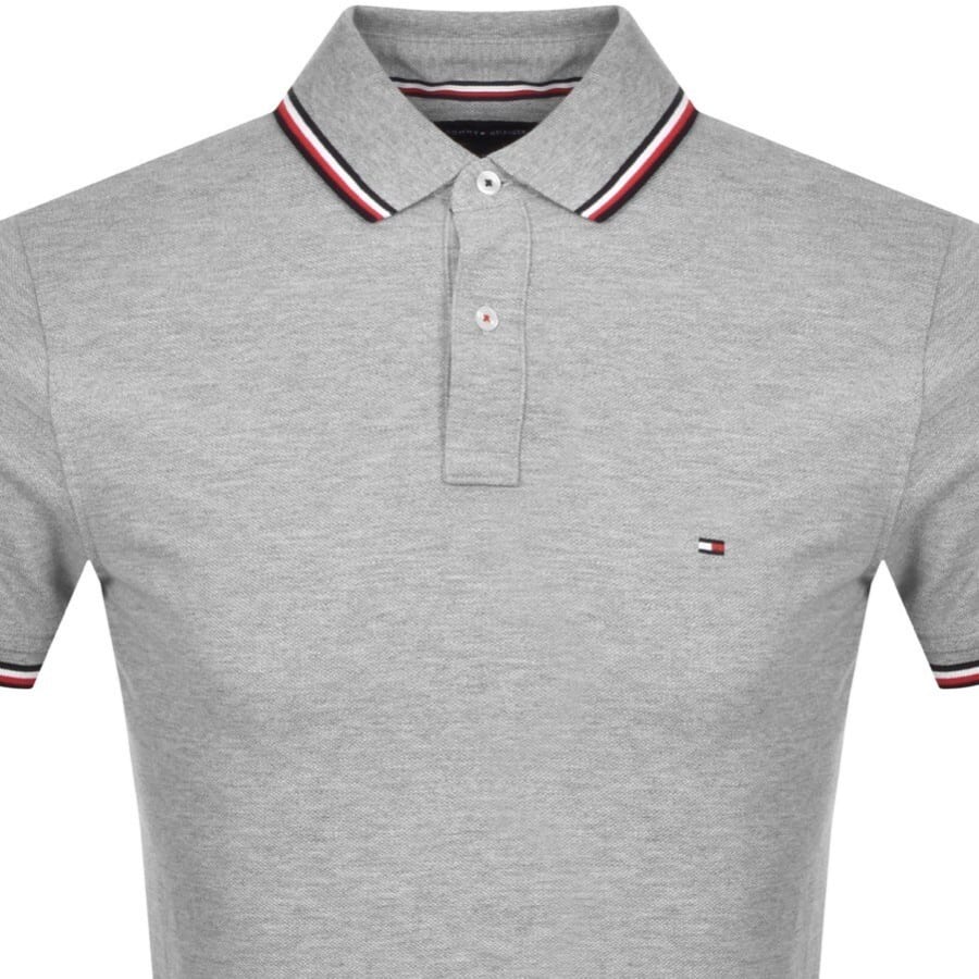 Image number 2 for Tommy Hilfiger Tipped Slim Fit Polo T Shirt Grey