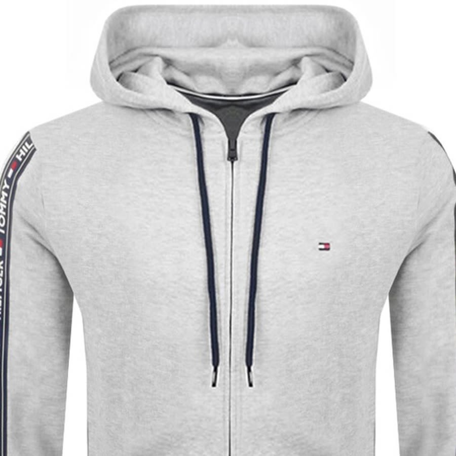 Image number 2 for Tommy Hilfiger Lounge Taped Logo Zip Hoodie Grey