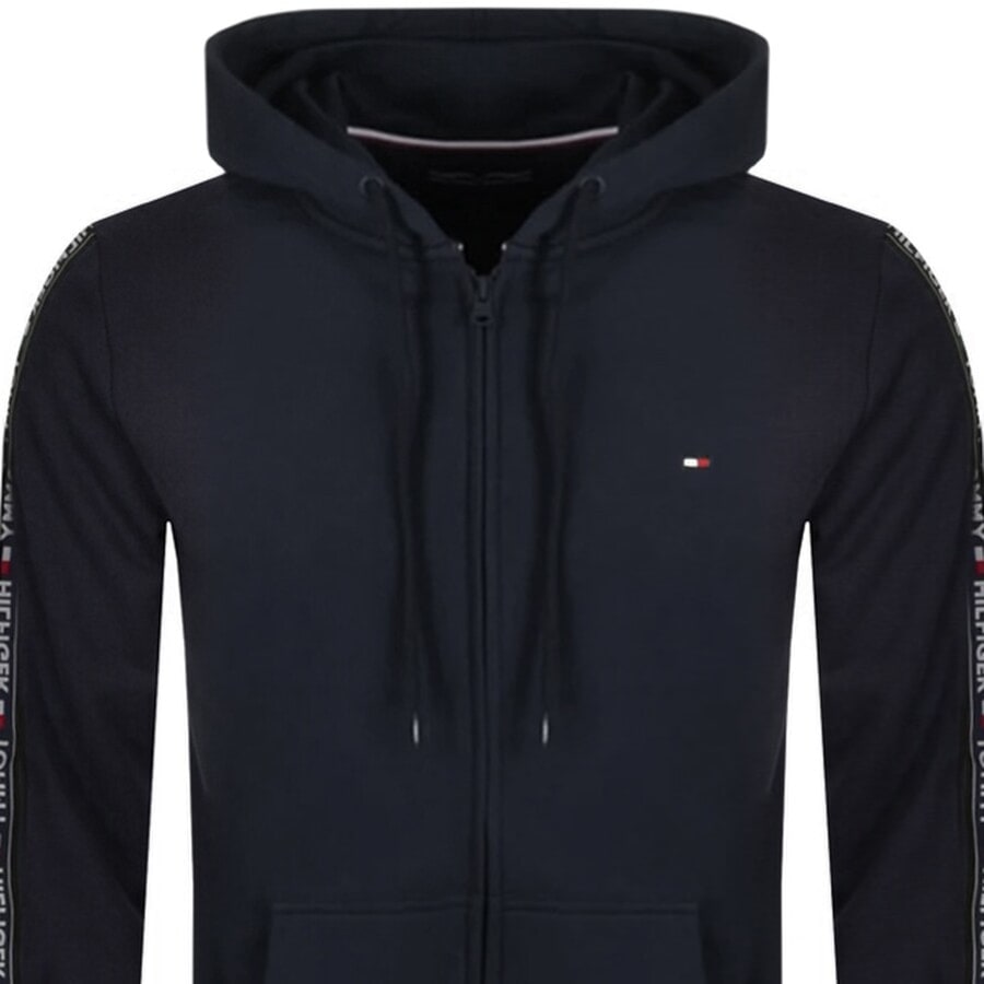 Image number 2 for Tommy Hilfiger Lounge Taped Logo Zip Hoodie Navy