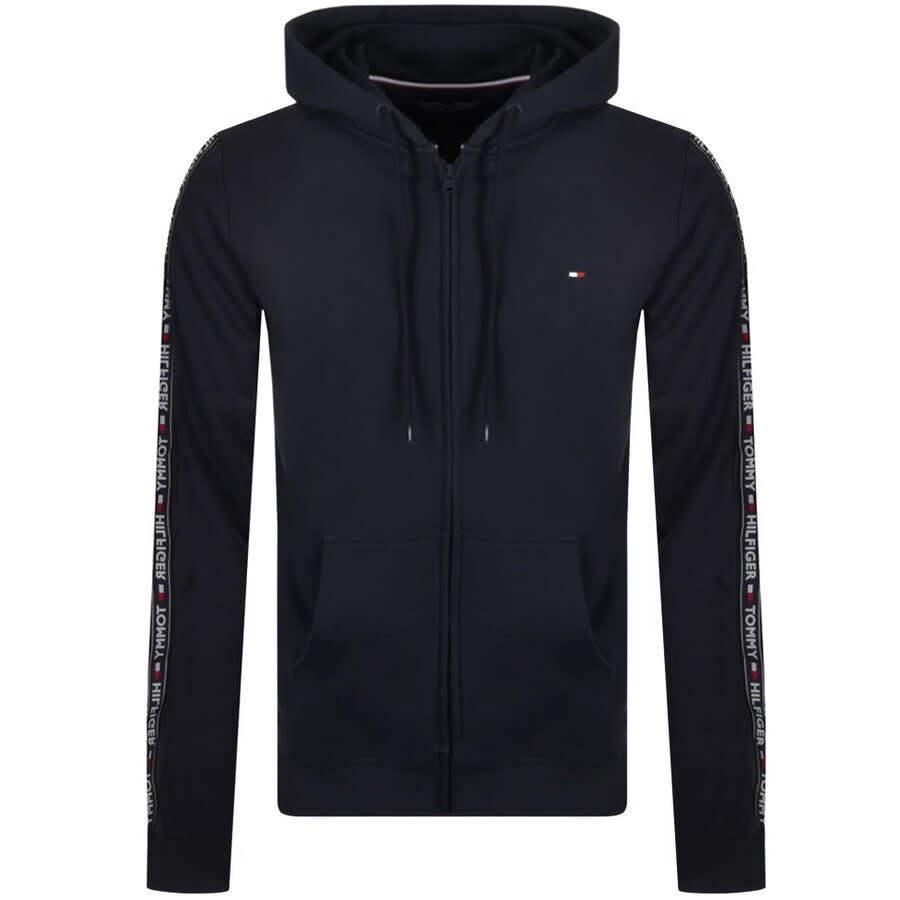 Image number 1 for Tommy Hilfiger Lounge Taped Logo Zip Hoodie Navy