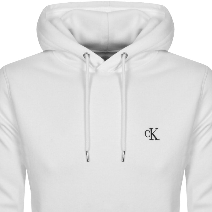 Image number 2 for Calvin Klein Jeans Logo Hoodie White