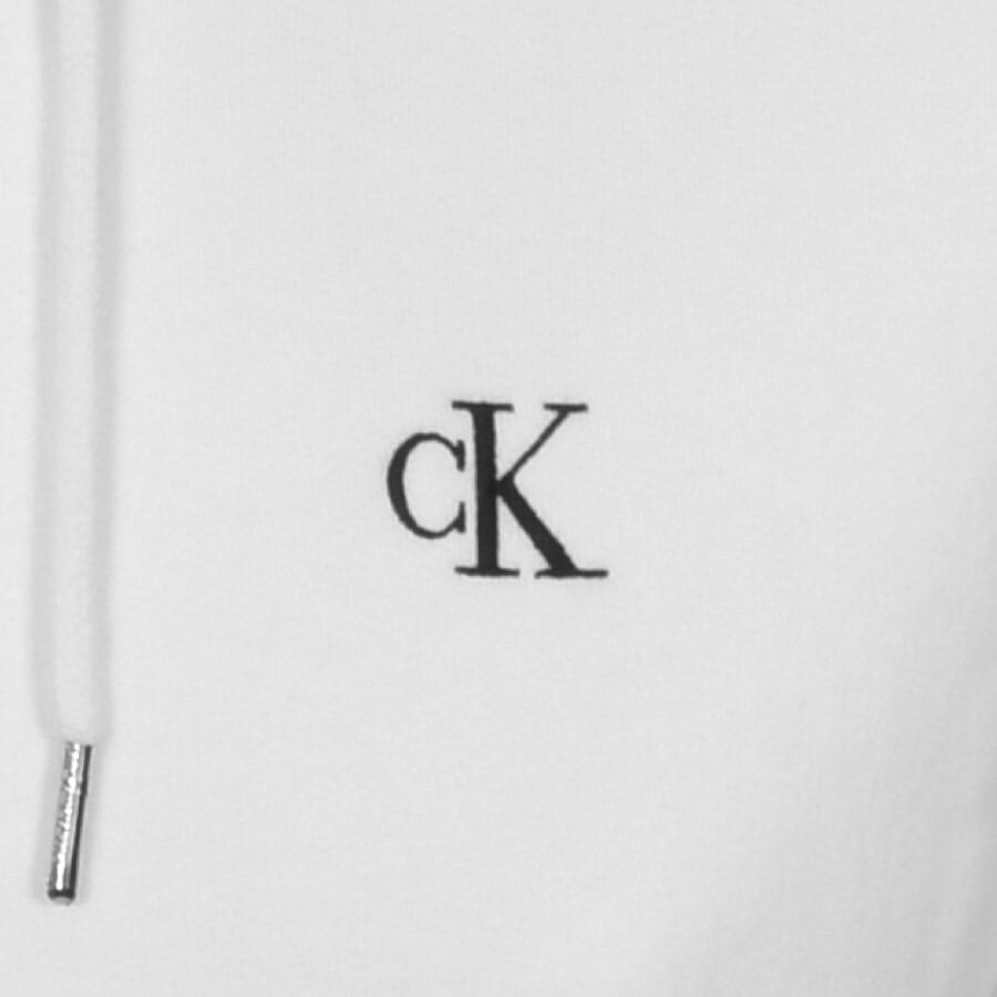 Image number 3 for Calvin Klein Jeans Logo Hoodie White
