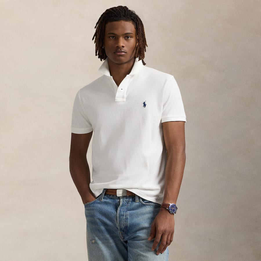 Image number 4 for Ralph Lauren Custom Slim Fit Polo T Shirt White