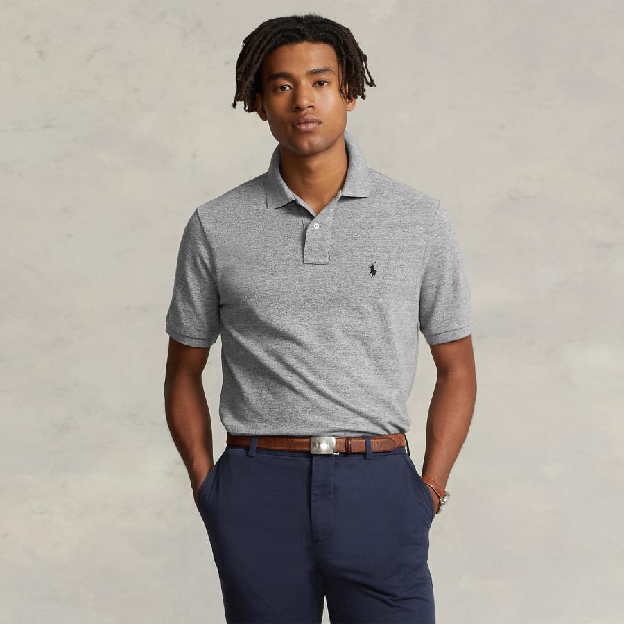 Image number 4 for Ralph Lauren Custom Slim Fit Polo T Shirt Grey