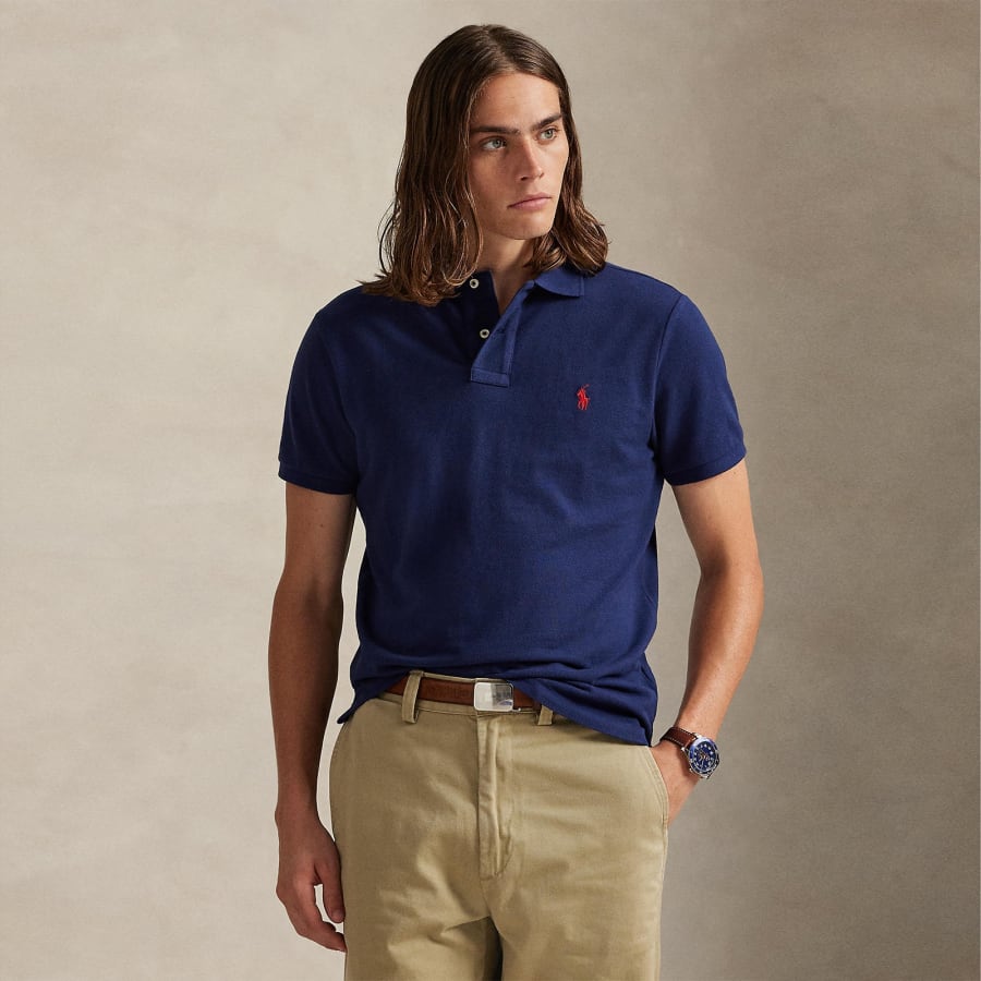Image number 4 for Ralph Lauren Custom Slim Fit Polo T Shirt Navy