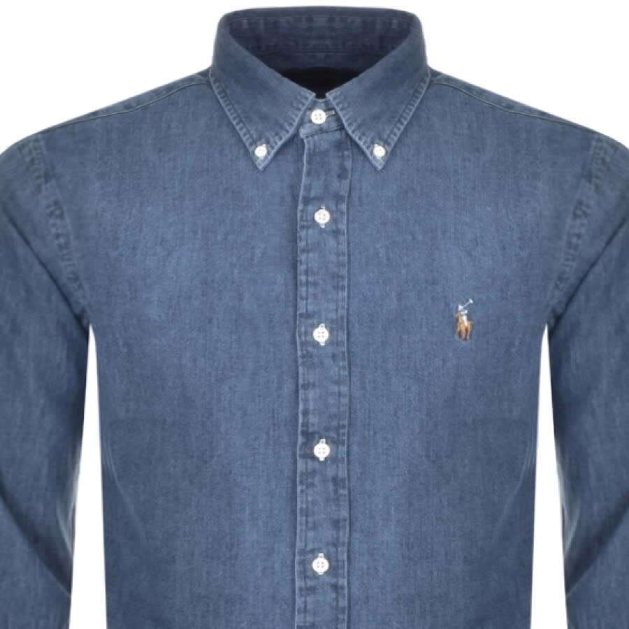 Image number 2 for Ralph Lauren Slim Fit Denim Shirt Blue