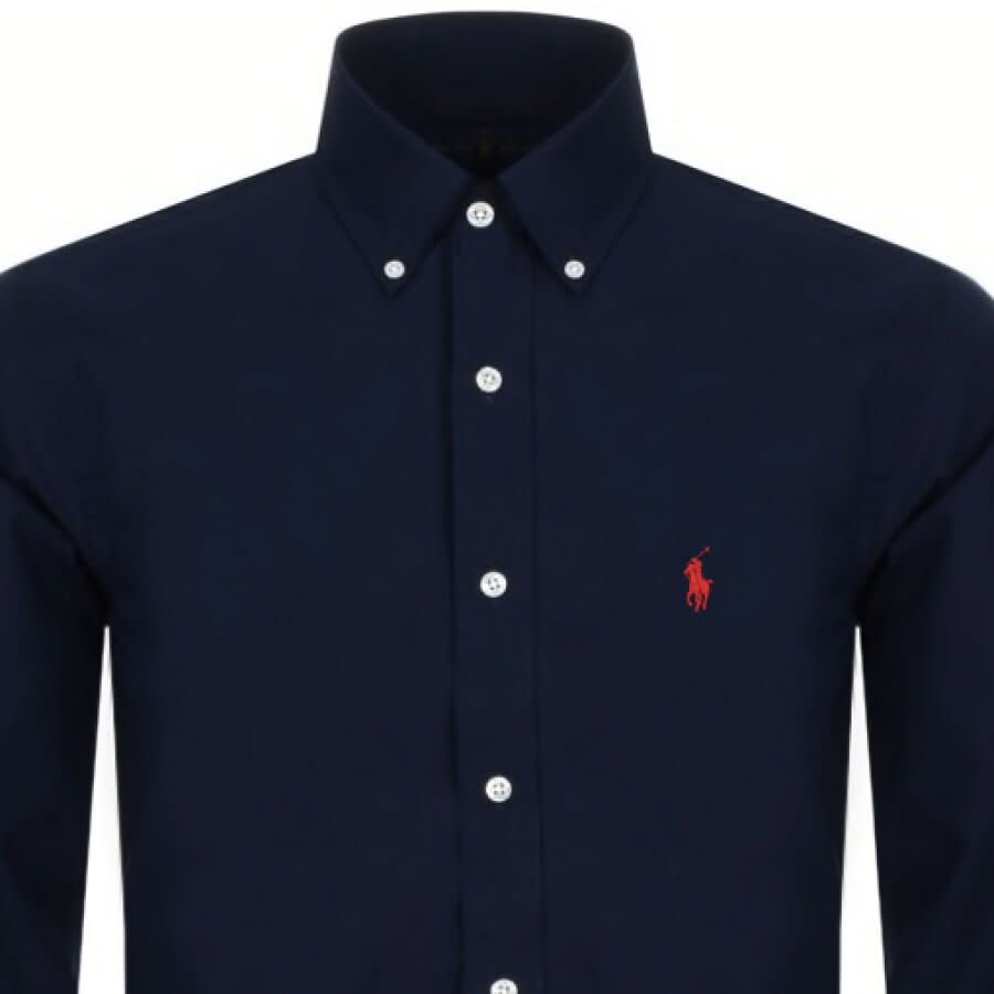 Image number 2 for Ralph Lauren Long Sleeved Slim Fit Shirt Navy