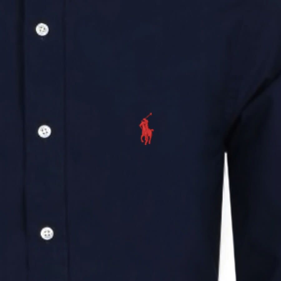 Image number 3 for Ralph Lauren Long Sleeved Slim Fit Shirt Navy