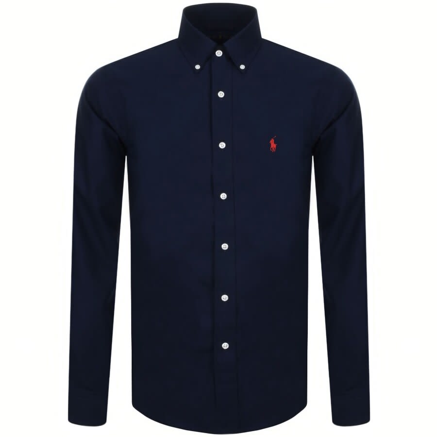 Image number 1 for Ralph Lauren Long Sleeved Slim Fit Shirt Navy
