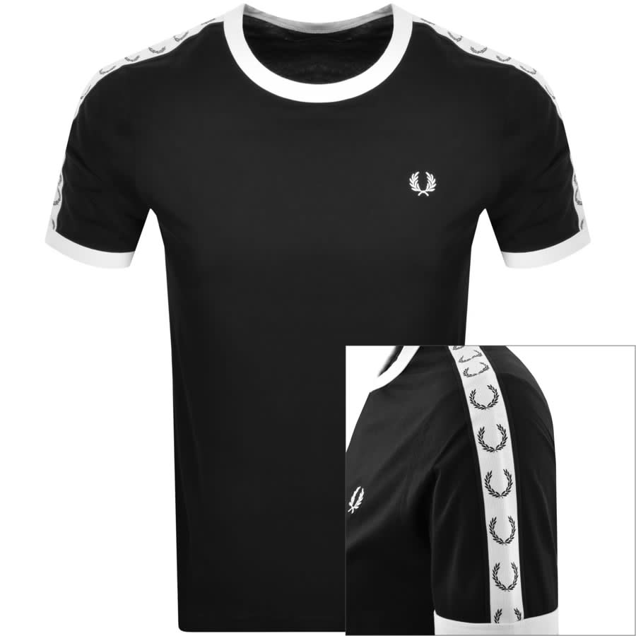 Image number 1 for Fred Perry Taped Ringer T Shirt Black
