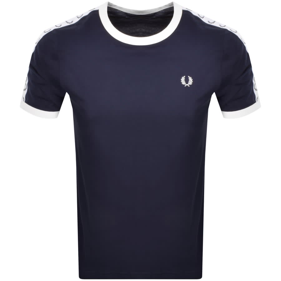 Image number 2 for Fred Perry Taped Ringer T Shirt Blue
