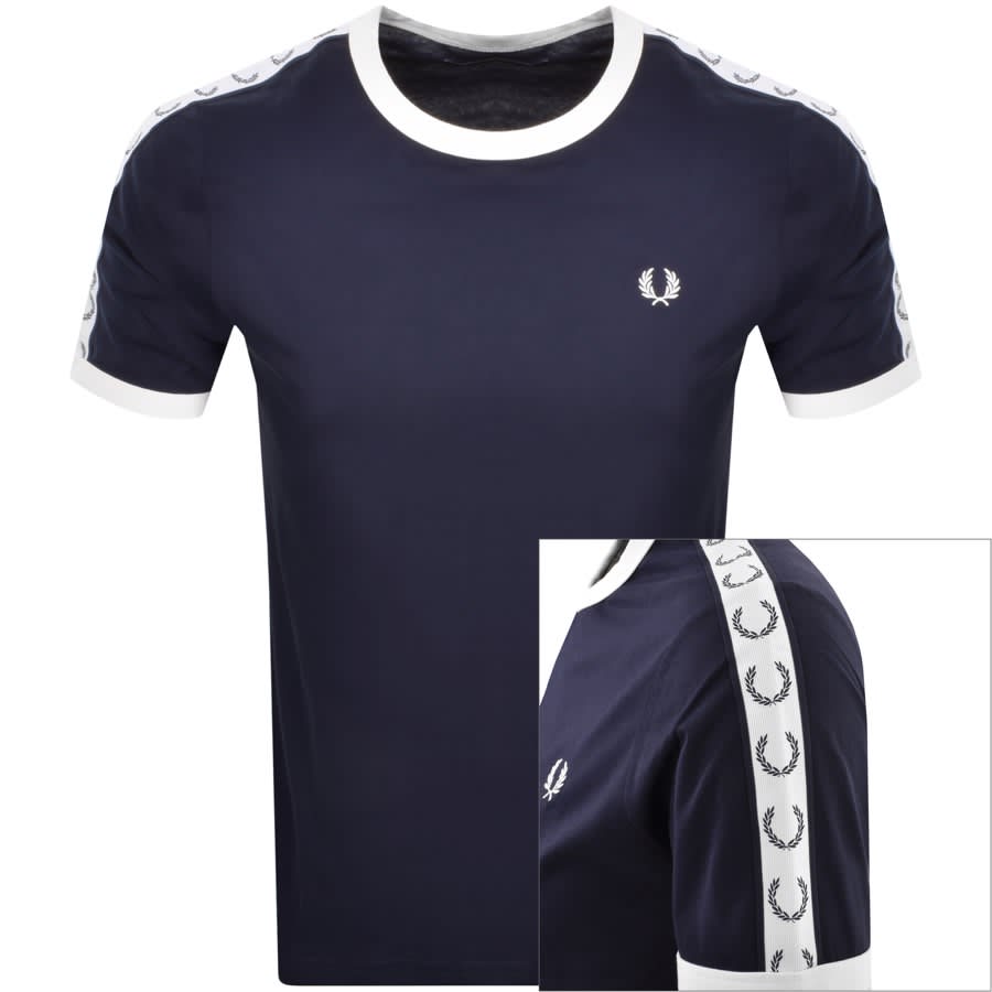 Image number 1 for Fred Perry Taped Ringer T Shirt Blue