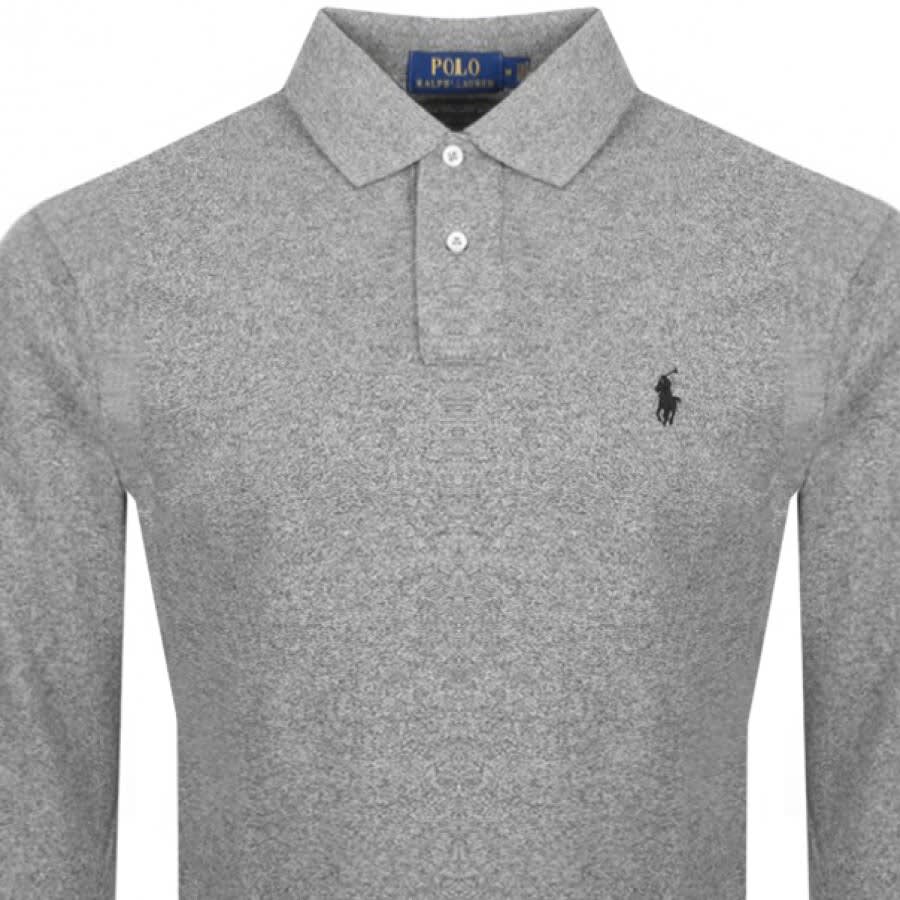 Image number 2 for Ralph Lauren Long Sleeved Polo T Shirt Grey
