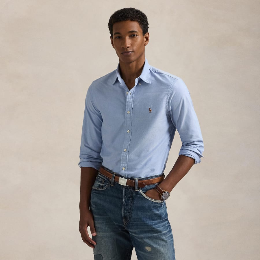 Image number 4 for Ralph Lauren Slim Fit Oxford Shirt Blue