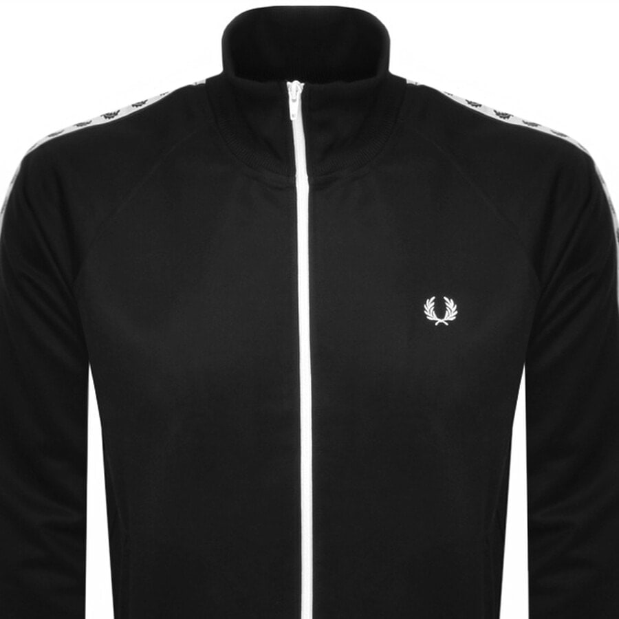 Image number 2 for Fred Perry Laurel Taped Track Top Black