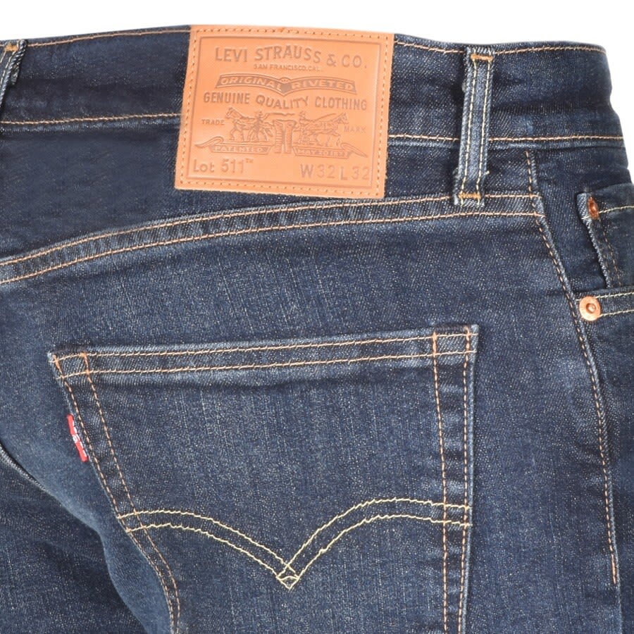 Image number 3 for Levis 511 Slim Fit Jeans Dark Wash Navy
