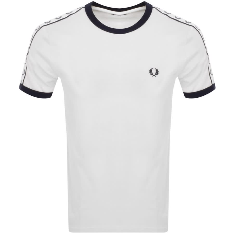 Image number 2 for Fred Perry Taped Ringer T Shirt White
