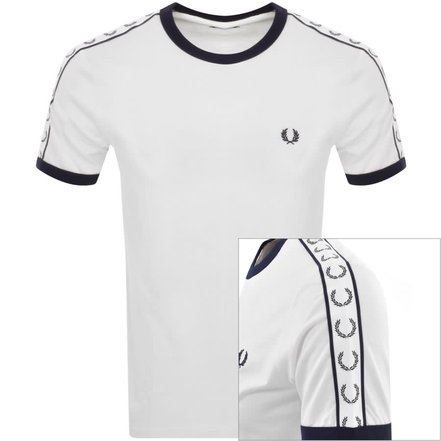 Image number 1 for Fred Perry Taped Ringer T Shirt White
