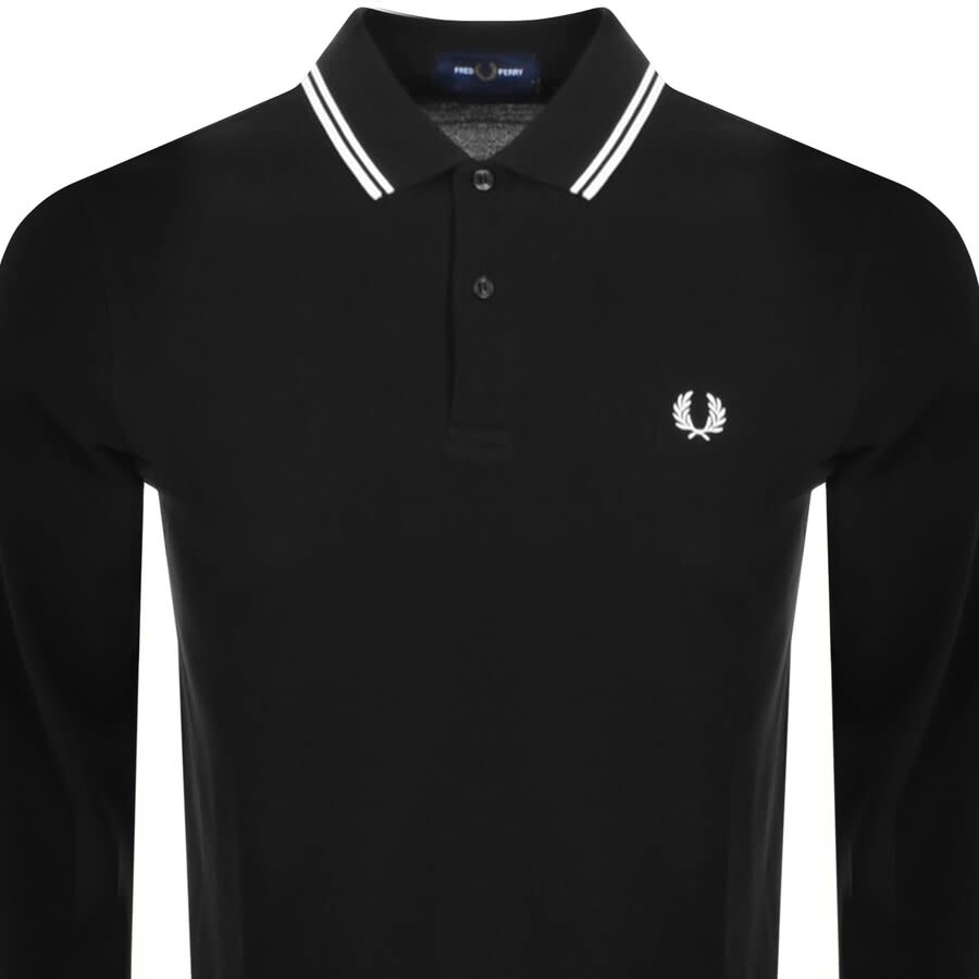 Image number 2 for Fred Perry Twin Tipped Long Sleeved Polo Black