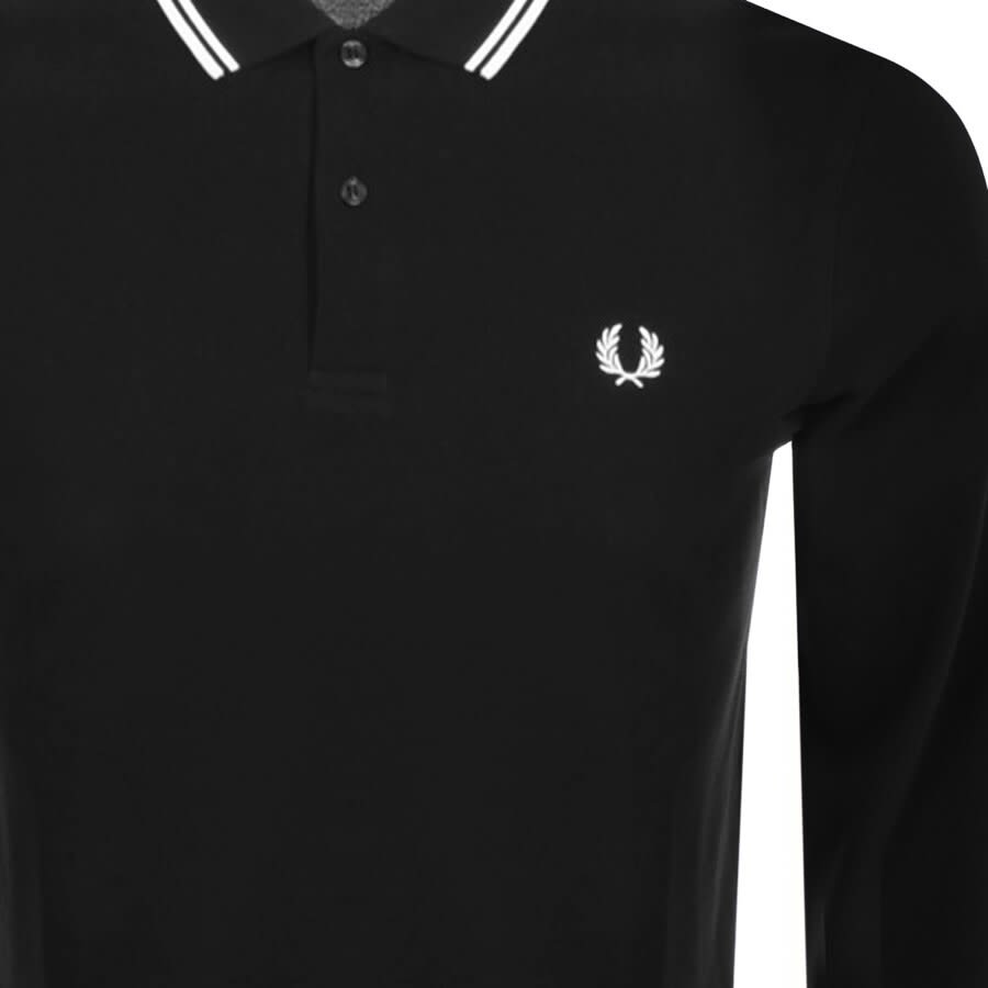 Image number 3 for Fred Perry Twin Tipped Long Sleeved Polo Black