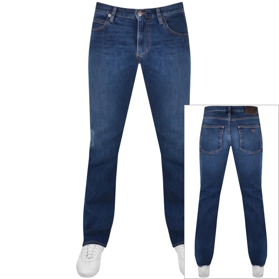 Image number 1 for Emporio Armani J21 Regular Jeans Mid Wash Navy