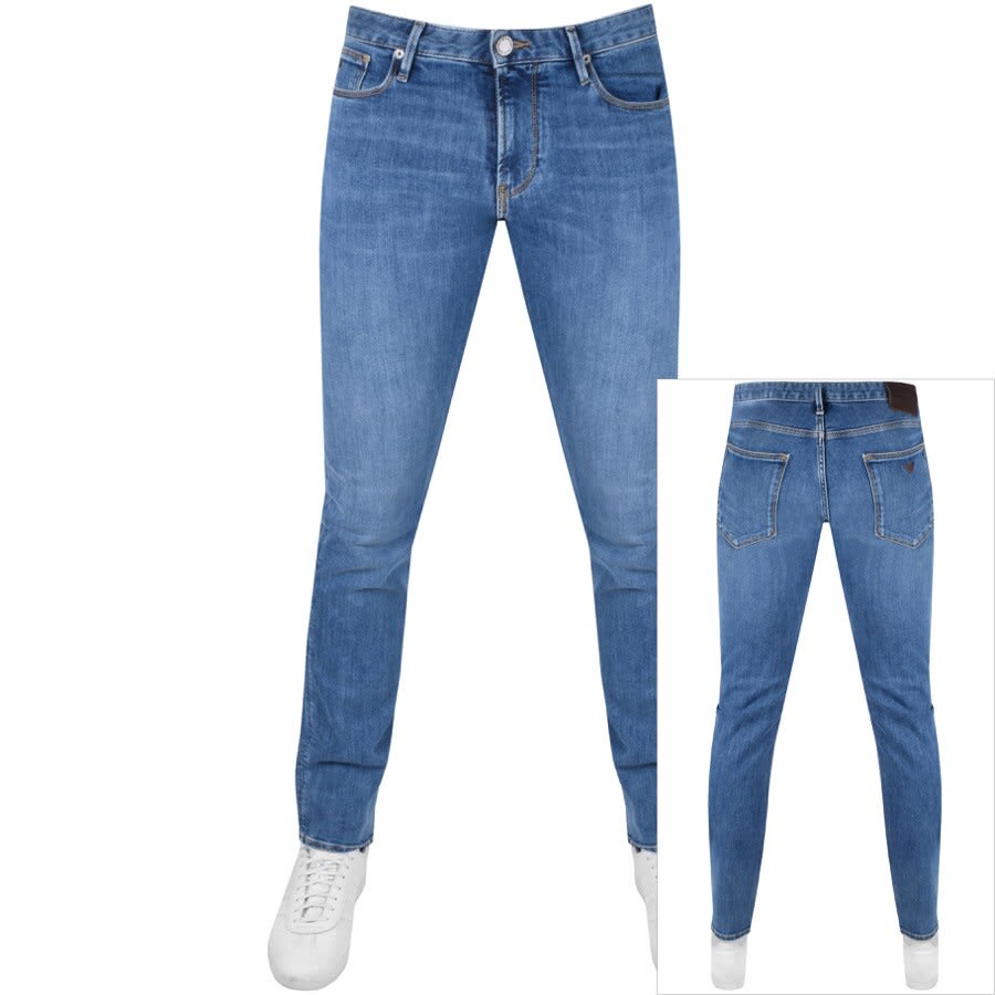 Image number 1 for Emporio Armani J06 Slim Jeans Light Wash Blue