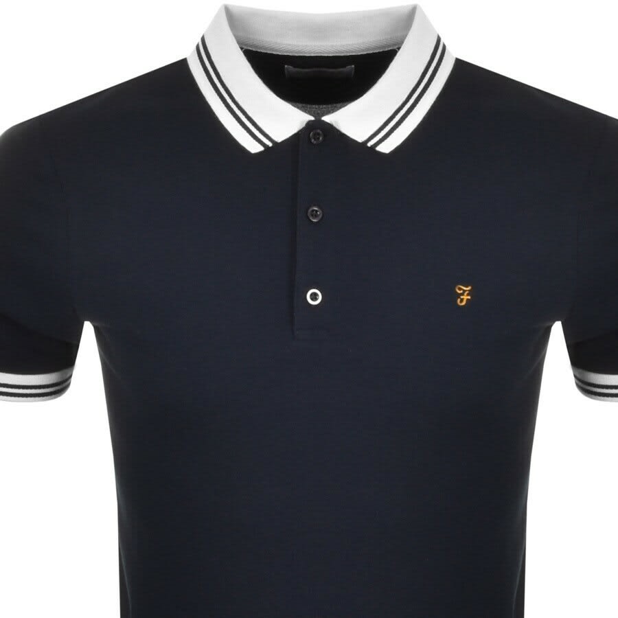 Image number 2 for Farah Vintage Short Sleeve Polo T Shirt Navy