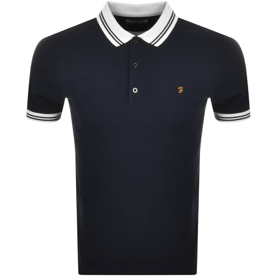 Image number 1 for Farah Vintage Short Sleeve Polo T Shirt Navy