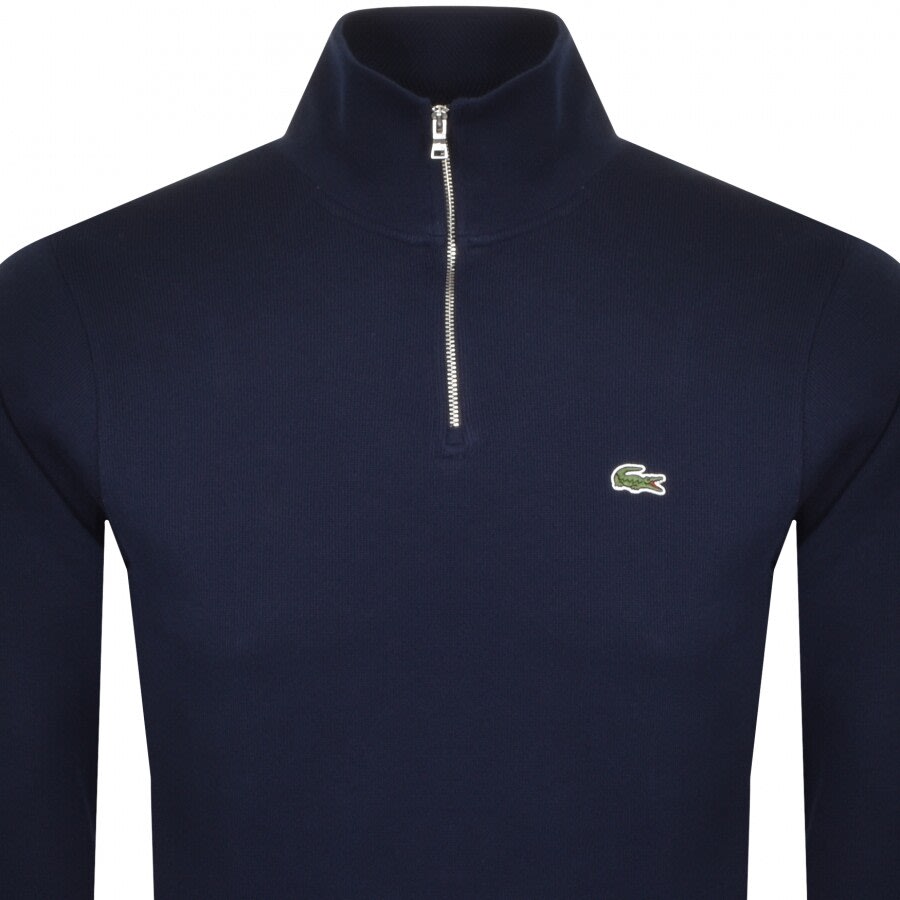 Image number 2 for Lacoste Half Zip Logo Sweatshirt Navy