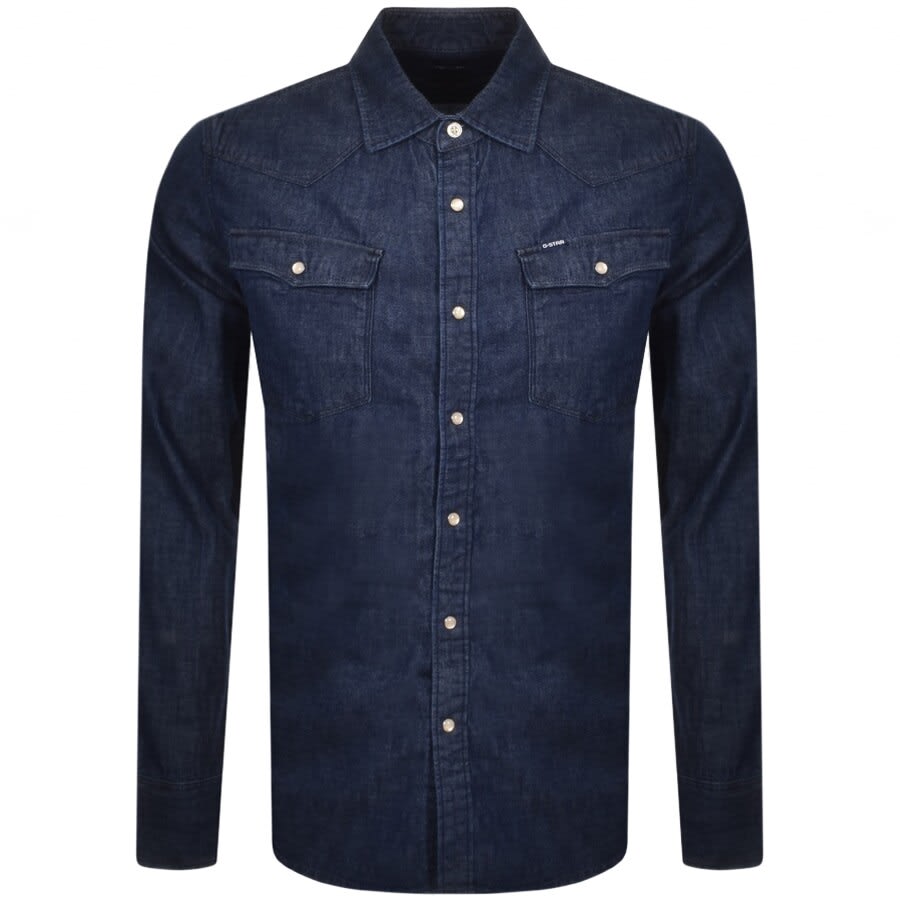 Image number 1 for G Star Raw Slim 3301 Long Sleeved Shirt Navy