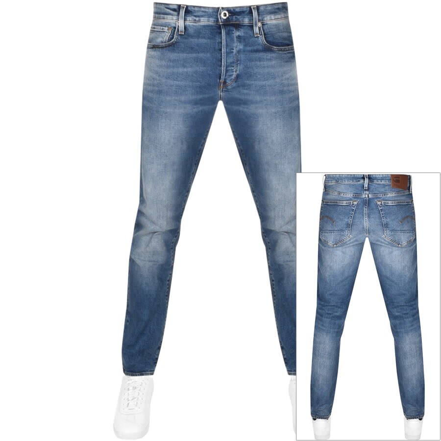 Image number 1 for G Star Raw 3301 Tapered Jeans Mid Wash Blue